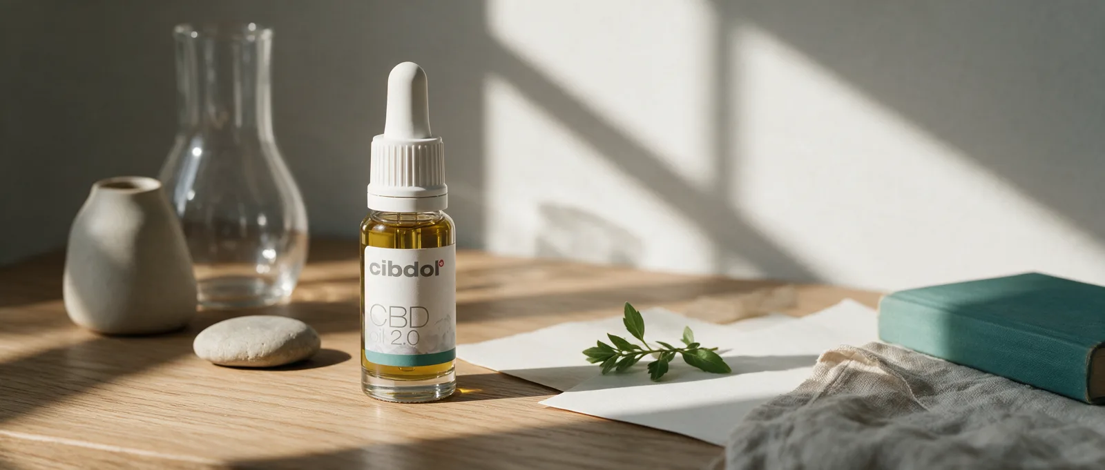 Still life with a Cibdol product introducing Carrier Oils in Every Cibdol Bottle