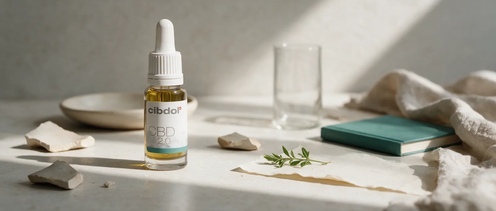 Still life with a Cibdol product introducing The CB2 Receptor