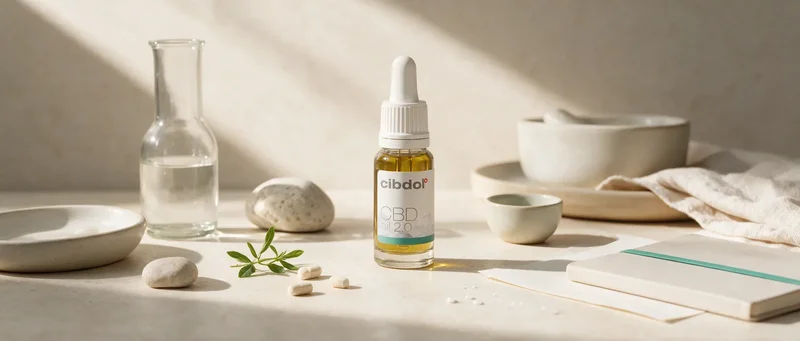 Still life with a Cibdol product introducing The Entourage Effect: An Open Research Debate