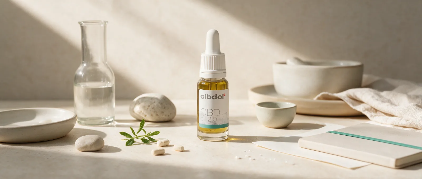 Still life with a Cibdol product introducing The Entourage Effect: An Open Research Debate
