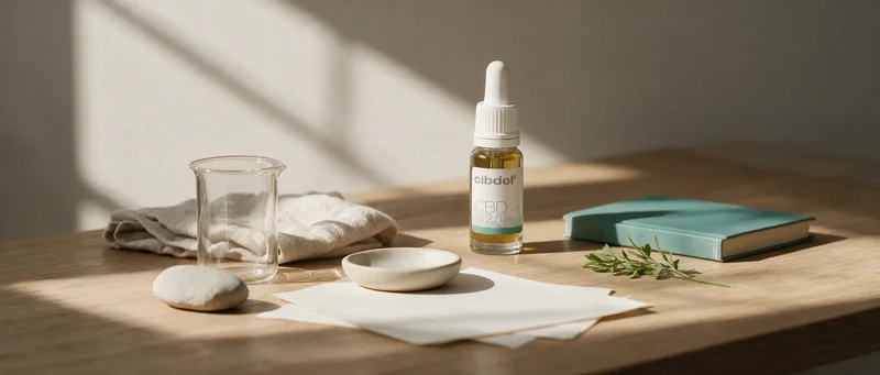 Still life with a Cibdol product introducing THC limits, explained