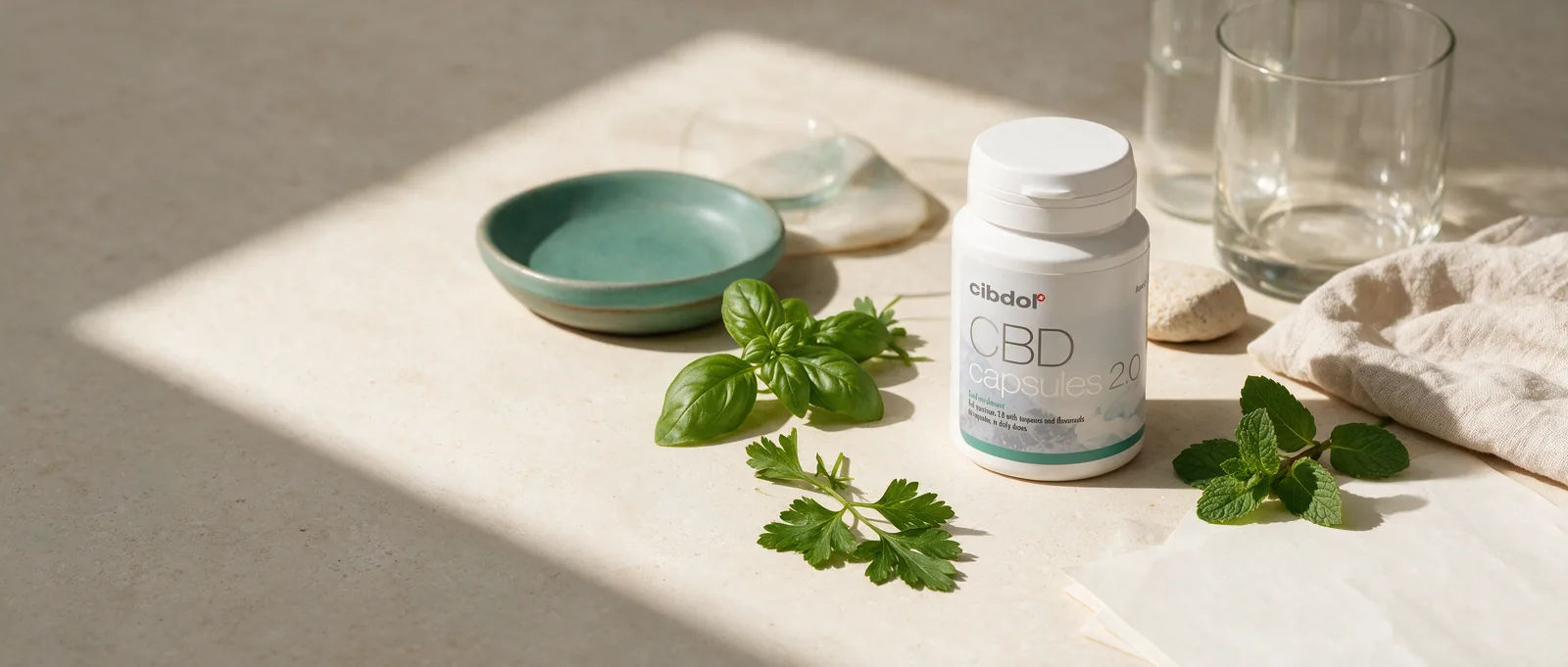Still life with a Cibdol product introducing What Is Ocimene