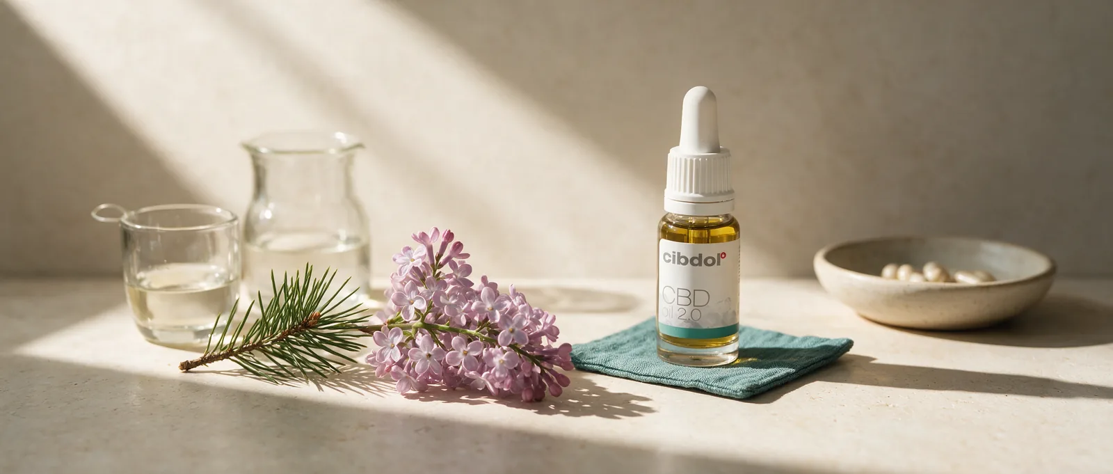 Still life with a Cibdol product introducing What Is Terpineol