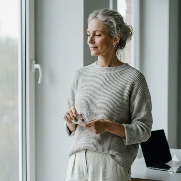 Vrouw met verpakking van microdosing truffles 3