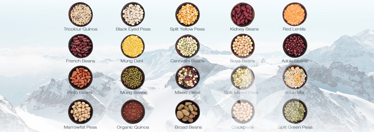 different beans and pulses